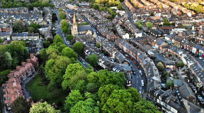 Drone view of residential estate